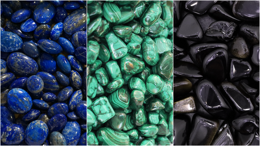Entdecke die Faszination der Edelsteine: Lapislazuli, Malachit und Obsidian